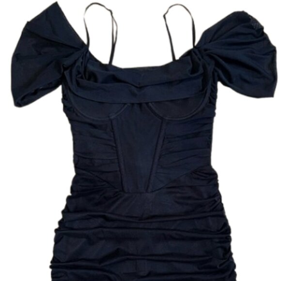 NWT Hello Molly Being Me Mini Dress Black XS Off Shoulder Fitted Party - Picture 4 of 9